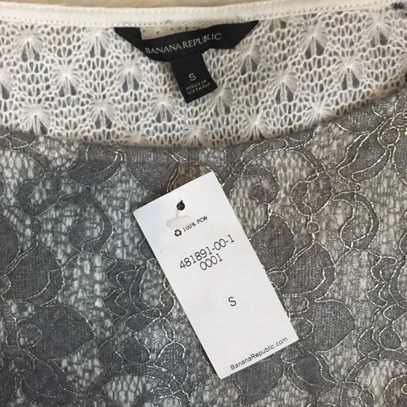 New banana republic bonded metallic lace sweater top blouse small party holiday - Picture 7 of 16